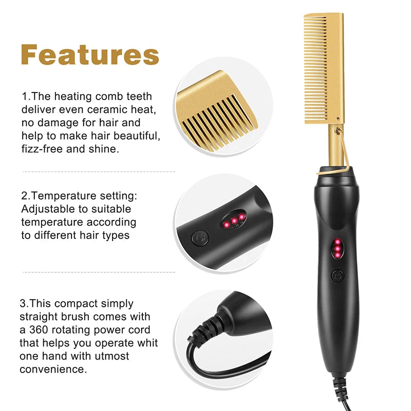 2-in-1 Hot Styling Brush
Short, clear, and benefit-focused: combines straightening and curling in one electric brush for wet or dry hair.
