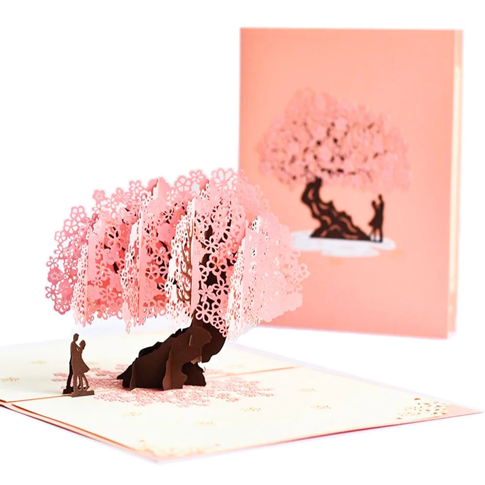 Blossoming 3D Peach Tree Pop-Up Card