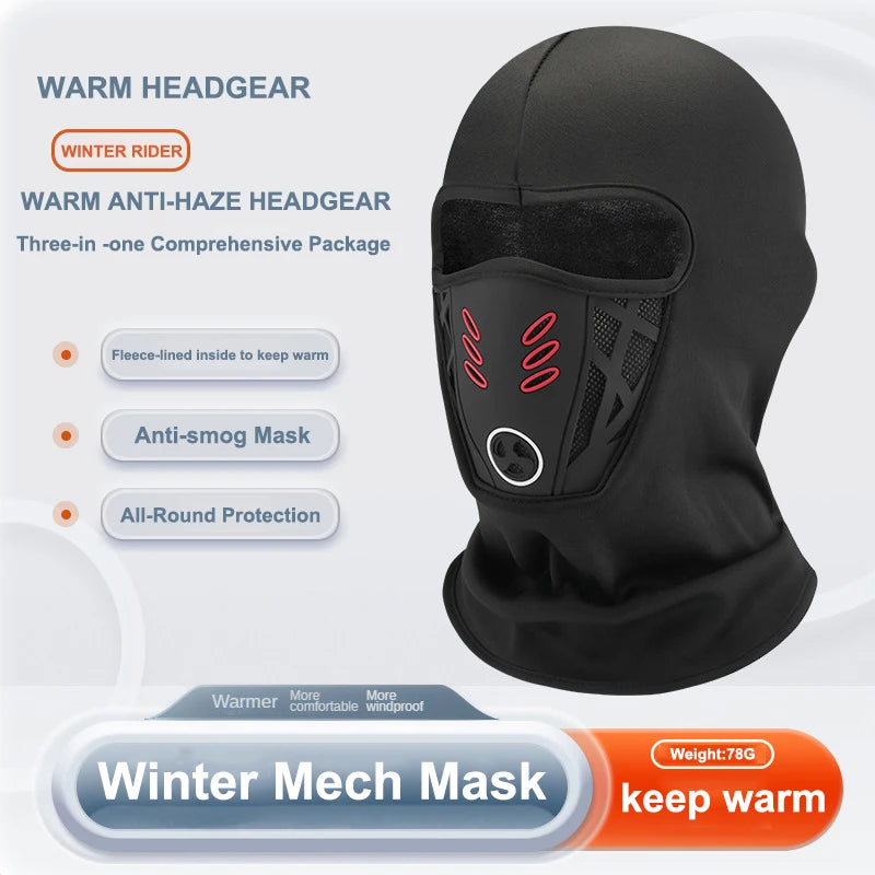 Windproof full-face mask for motorcycle rides, cycling, skiing—soft, warm, anti-haze beanie hood keeps you protected and comfy outdoors.