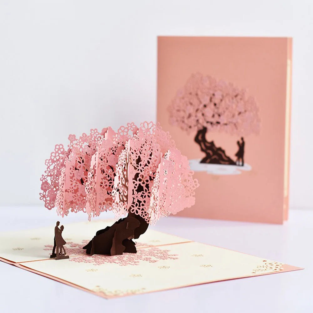 Blossoming 3D Peach Tree Pop-Up Card