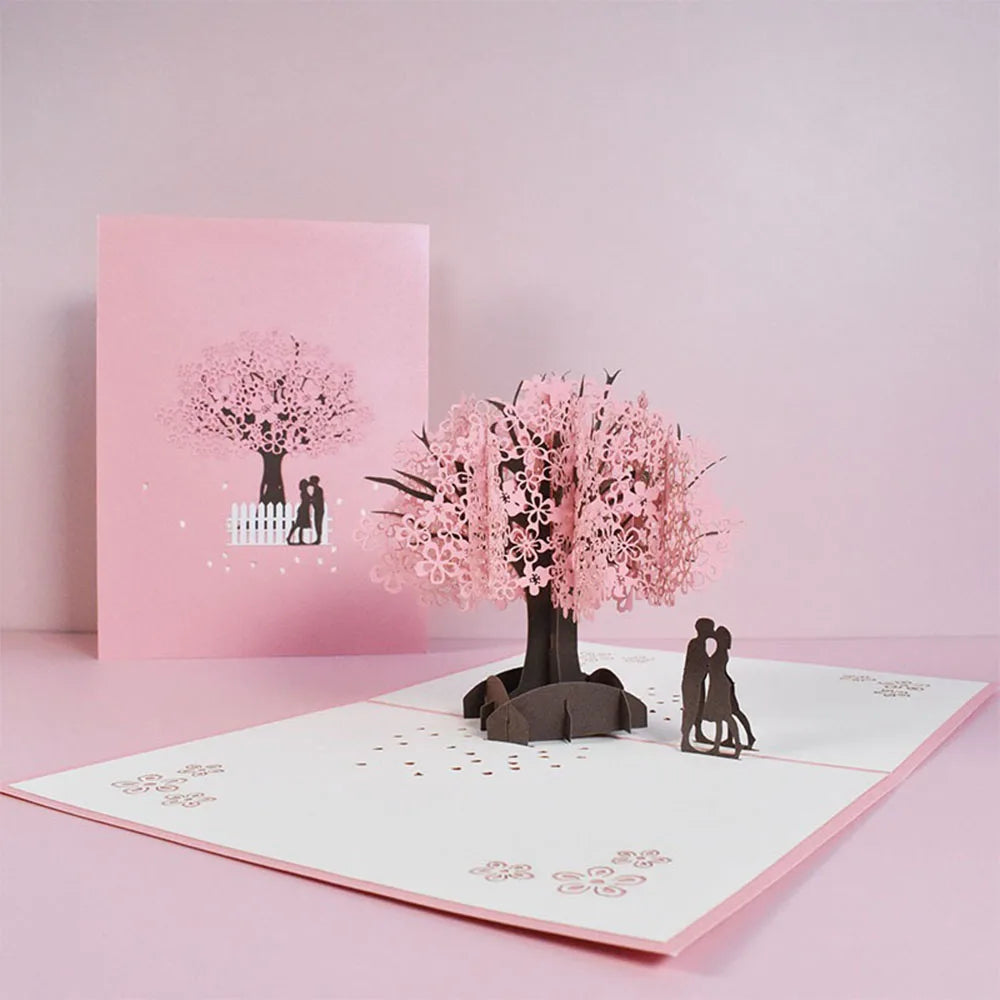 Blossoming 3D Peach Tree Pop-Up Card